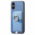 For Sony Xperia 10 VI Retro Cross Leather Ring Side Insert Card Bag MagSafe Phone Case(Blue) - 2