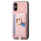 For Sony Xperia 10 VI Retro Cross Leather Ring Side Insert Card Bag MagSafe Phone Case(Pink) - 2