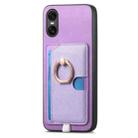 For Sony Xperia 10 VI Retro Cross Leather Ring Side Insert Card Bag MagSafe Phone Case(Purple) - 2