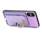 For Sony Xperia 10 VI Retro Cross Leather Ring Side Insert Card Bag MagSafe Phone Case(Purple) - 3