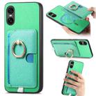 For Sony Xperia 10 VI Retro Cross Leather Ring Side Insert Card Bag MagSafe Phone Case(Green) - 1