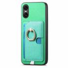 For Sony Xperia 10 VI Retro Cross Leather Ring Side Insert Card Bag MagSafe Phone Case(Green) - 2