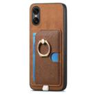 For Sony Xperia 10 VI Retro Cross Leather Ring Side Insert Card Bag MagSafe Phone Case(Brown) - 2