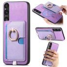 For Sony Xperia 1 VI Retro Cross Leather Ring Side Insert Card Bag MagSafe Phone Case(Purple) - 1