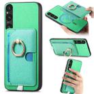 For Sony Xperia 1 VI Retro Cross Leather Ring Side Insert Card Bag MagSafe Phone Case(Green) - 1