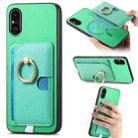 For Sony Xperia 5 V Retro Cross Leather Ring Side Insert Card Bag MagSafe Phone Case(Green) - 1