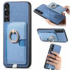 For Sony Xperia 1 V Retro Cross Leather Ring Side Insert Card Bag MagSafe Phone Case(Blue) - 1