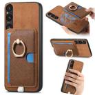 For Sony Xperia 1 V Retro Cross Leather Ring Side Insert Card Bag MagSafe Phone Case(Brown) - 1