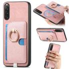 For Sony Xperia 10 V Retro Cross Leather Ring Side Insert Card Bag MagSafe Phone Case(Pink) - 1