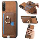 For Sony Xperia 10 V Retro Cross Leather Ring Side Insert Card Bag MagSafe Phone Case(Brown) - 1