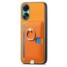 For OPPO A3 Pro Global Retro Cross Leather Ring Side Insert Card Bag MagSafe Phone Case(Yellow) - 2