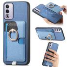 For OPPO A3 Pro Global Retro Cross Leather Ring Side Insert Card Bag MagSafe Phone Case(Blue) - 1