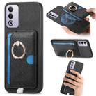 For OPPO A3 Pro Global Retro Cross Leather Ring Side Insert Card Bag MagSafe Phone Case(Black) - 1