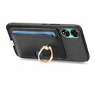For OPPO A3 Pro Global Retro Cross Leather Ring Side Insert Card Bag MagSafe Phone Case(Black) - 3
