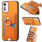 For OPPO Reno11 F Retro Cross Leather Ring Side Insert Card Bag MagSafe Phone Case(Yellow) - 1