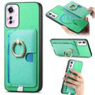 For OPPO Reno11 F Retro Cross Leather Ring Side Insert Card Bag MagSafe Phone Case(Green) - 1