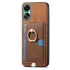For OPPO Reno11 Global Retro Cross Leather Ring Side Insert Card Bag MagSafe Phone Case(Brown) - 2