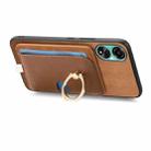 For OPPO Reno11 Global Retro Cross Leather Ring Side Insert Card Bag MagSafe Phone Case(Brown) - 3