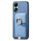 For OPPO A58 4G Retro Cross Leather Ring Side Insert Card Bag MagSafe Phone Case(Blue) - 2