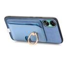 For OPPO A58 4G Retro Cross Leather Ring Side Insert Card Bag MagSafe Phone Case(Blue) - 3