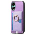 For OPPO A58 4G Retro Cross Leather Ring Side Insert Card Bag MagSafe Phone Case(Purple) - 2