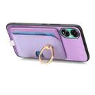 For OPPO A58 4G Retro Cross Leather Ring Side Insert Card Bag MagSafe Phone Case(Purple) - 3