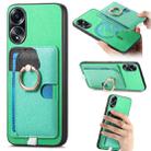 For OPPO A58 4G Retro Cross Leather Ring Side Insert Card Bag MagSafe Phone Case(Green) - 1