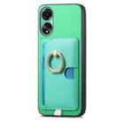 For OPPO A58 4G Retro Cross Leather Ring Side Insert Card Bag MagSafe Phone Case(Green) - 2