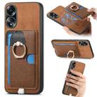 For OPPO A58 4G Retro Cross Leather Ring Side Insert Card Bag MagSafe Phone Case(Brown) - 1