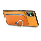 For OPPO A78 4G Retro Cross Leather Ring Side Insert Card Bag MagSafe Phone Case(Yellow) - 3