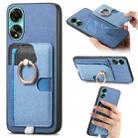 For OPPO A78 4G Retro Cross Leather Ring Side Insert Card Bag MagSafe Phone Case(Blue) - 1