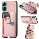 For OPPO A78 4G Retro Cross Leather Ring Side Insert Card Bag MagSafe Phone Case(Pink) - 1