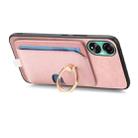 For OPPO A78 4G Retro Cross Leather Ring Side Insert Card Bag MagSafe Phone Case(Pink) - 3