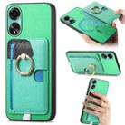 For OPPO A78 4G Retro Cross Leather Ring Side Insert Card Bag MagSafe Phone Case(Green) - 1