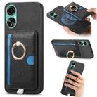 For OPPO A78 4G Retro Cross Leather Ring Side Insert Card Bag MagSafe Phone Case(Black) - 1