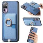 For OPPO Reno10 Pro+ 5G Retro Cross Leather Ring Side Insert Card Bag MagSafe Phone Case(Blue) - 1