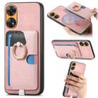 For OPPO Reno8 T / A1 Pro Retro Cross Leather Ring Side Insert Card Bag MagSafe Phone Case(Pink) - 1