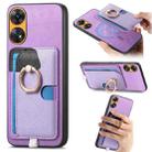 For OPPO Reno8 T / A1 Pro Retro Cross Leather Ring Side Insert Card Bag MagSafe Phone Case(Purple) - 1