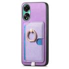 For OPPO Reno8 T / A1 Pro Retro Cross Leather Ring Side Insert Card Bag MagSafe Phone Case(Purple) - 2