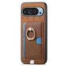 For Google Pixel 9 Pro XL Retro Cross Leather Ring Side Insert Card Bag MagSafe Phone Case(Brown) - 2