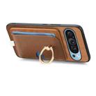 For Google Pixel 9 Pro XL Retro Cross Leather Ring Side Insert Card Bag MagSafe Phone Case(Brown) - 3