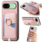 For Google Pixel 8a Retro Cross Leather Ring Side Insert Card Bag MagSafe Phone Case(Pink) - 1
