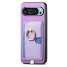 For Google Pixel 8a Retro Cross Leather Ring Side Insert Card Bag MagSafe Phone Case(Purple) - 2