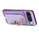 For Google Pixel 8a Retro Cross Leather Ring Side Insert Card Bag MagSafe Phone Case(Purple) - 3