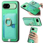 For Google Pixel 8a Retro Cross Leather Ring Side Insert Card Bag MagSafe Phone Case(Green) - 1