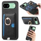 For Google Pixel 8a Retro Cross Leather Ring Side Insert Card Bag MagSafe Phone Case(Black) - 1