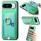 For Google Pixel 8 Pro Retro Cross Leather Ring Side Insert Card Bag MagSafe Phone Case(Green) - 1