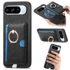 For Google Pixel 8 Pro Retro Cross Leather Ring Side Insert Card Bag MagSafe Phone Case(Black) - 1