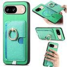 For Google Pixel 8 Retro Cross Leather Ring Side Insert Card Bag MagSafe Phone Case(Green) - 1