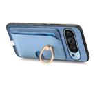 For Google Pixel 7a Retro Cross Leather Ring Side Insert Card Bag MagSafe Phone Case(Blue) - 3